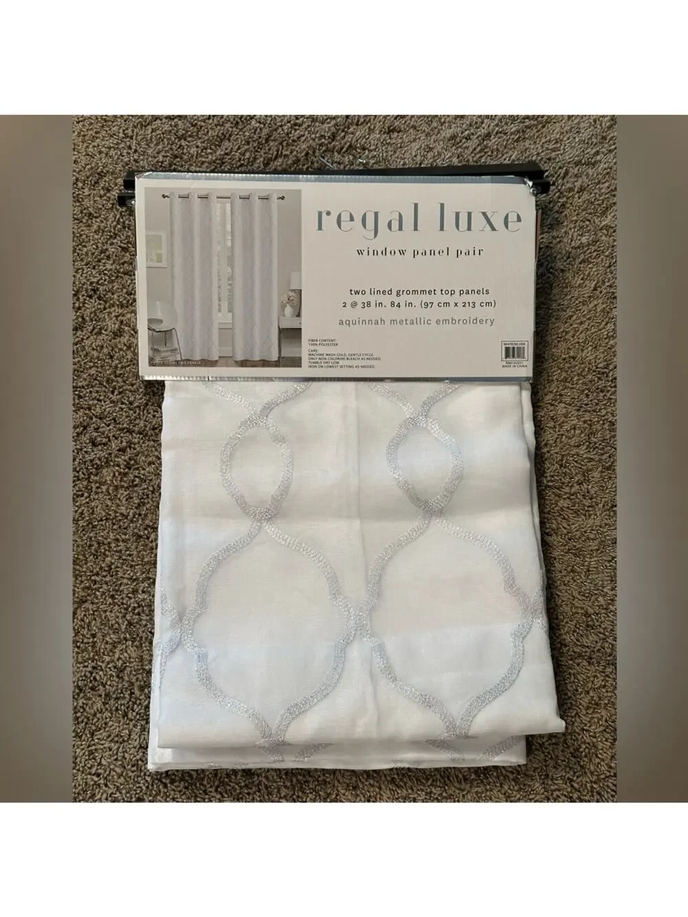 Regal Luxe White Window Panel Pair NWT